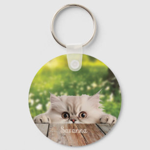 Cute Persian Peeking Cat Keychain