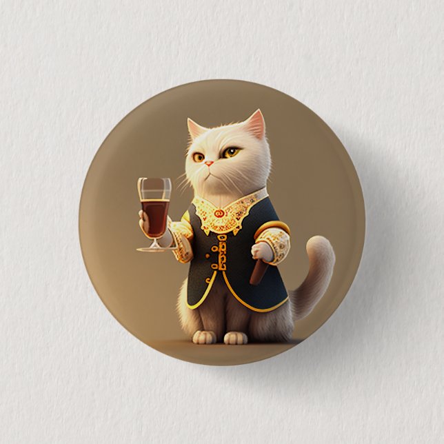  Cute Personal cat servant, funny servant Kitten 1 Inch Round Button (Front)