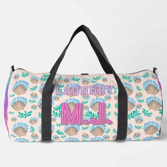 Cute Personal Monogram Colourful Laundry Duffle Bag (Front)
