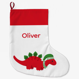 Cute Personalised Christmas Dinosaur Stocking