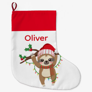 Cute Personalised Christmas Sloth Stocking