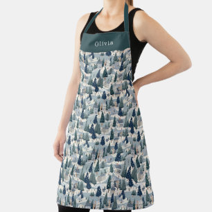 Cute Personalised Christmas Winter Pattern Apron. Apron