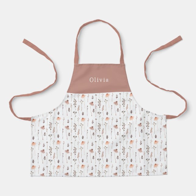 Cute Personalised Floral Botanical Pattern Apron (Front)