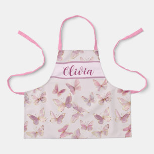 Cute Personalised Girls Pink Butterfly Apron