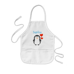 Cute Personalised Penguin Kids Apron