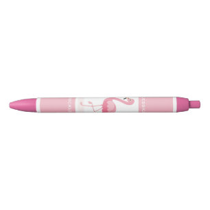 Cute Personalised Pink Flamingo Black Ink Pen