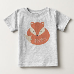 Cute Personalised Sleeping Fox Baby T-Shirt