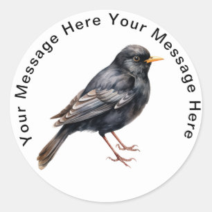 Cute Personalised SongBird Stickers Blackbird 