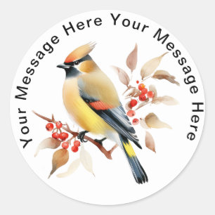 Cute Personalised Stickers Bohemian Waxwing