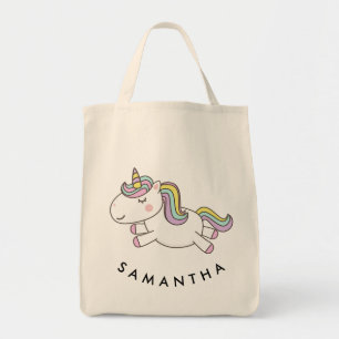 Cute personalised unicorn rainbow tote bag