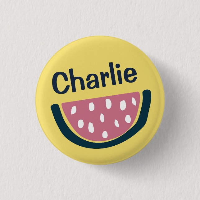 Cute Personalised Watermelon Art 1 Inch Round Button (Front)