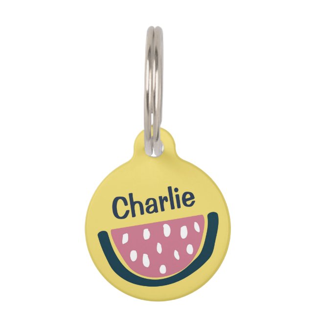 Cute Personalised Watermelon Art Pet Tag (Front)