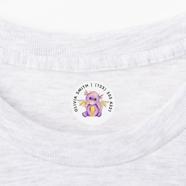 Cute Personalizable Dragon Kid's Labels  (Affixed)