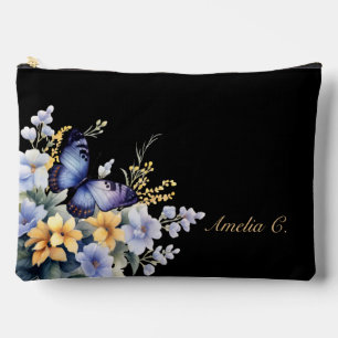 Cute Personalize Butterfly & Wildflowers Accessory Pouch