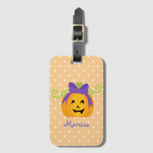 Cute Personalize Halloween Pumpkin Luggage Tag