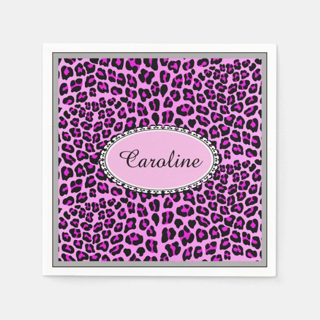 Cute personalize Pink Leopard cheetah Napkin (Front)