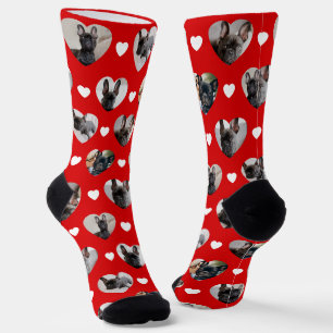 Cute Personalized 6 Heart-Shaped Pet Photos Socks