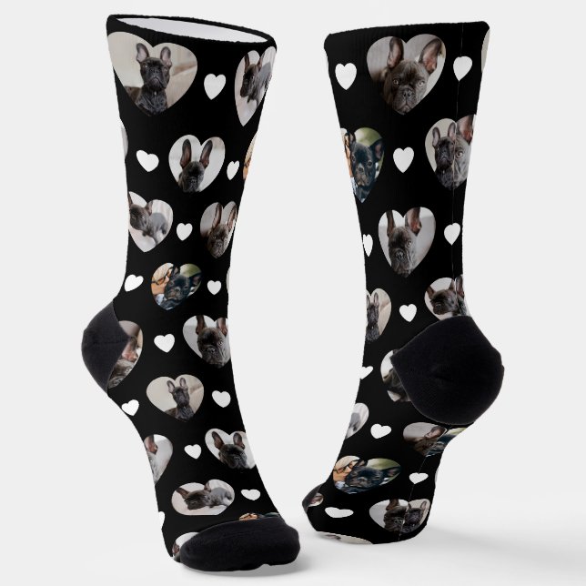 Cute Personalized 6 Heart-Shaped Pet Photos Socks (Angled)
