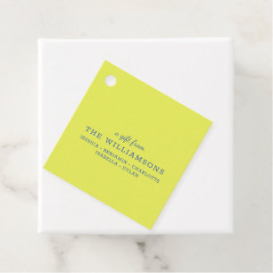 Cute Personalized A Gift From Modern Chartreuse Favour Tags