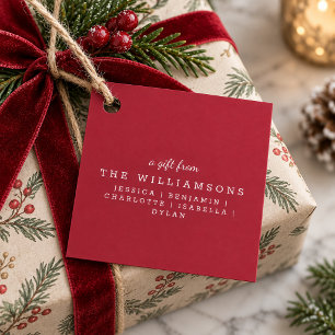 Cute Personalized A Gift From Modern Crimson Red Favour Tags