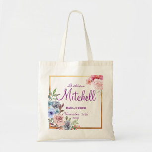 Cute personalized abstract maid of honour wedding tote bag