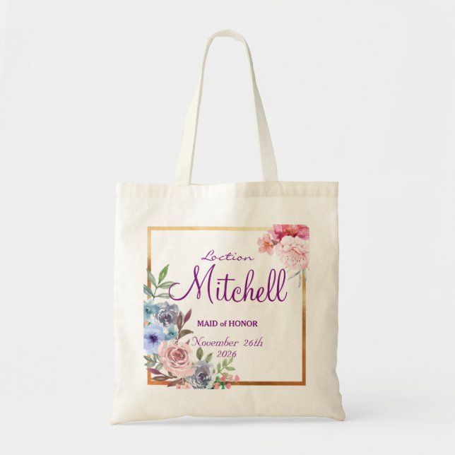 Cute personalized abstract maid of honour wedding tote bag (Front)
