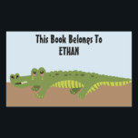 Cute Personalized Alligator Bookplate Sticker<br><div class="desc">Cute alligator child's bookplate sticker. Personalize with your own text.</div>