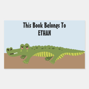 Cute Personalized Alligator Bookplate Sticker