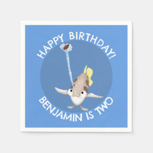 Cute personalized Archerfish cartoon birthday Napkin