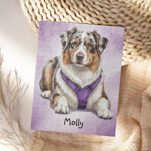 Cute Personalized Australian Shepherd Jigsaw Puzzle