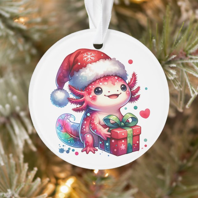 Cute Personalized Axolotl Christmas Ornament (Tree)