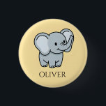 Cute Personalized Baby Elephant Kids Name 1 Inch Round Button<br><div class="desc">Add a touch of trunk-filled joy to your child's day with this adorable personalized elephant button . Featuring a friendly, hand-drawn baby elephant on a soft butter-yellow background, this charming pendant can be customized with your little one's name. It makes a heartwarming gift for birthdays, milestones, or as a special...</div>