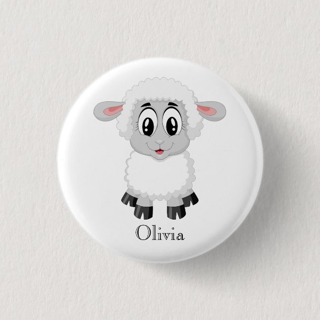 Cute Personalized Baby Lamb  1 Inch Round Button (Front)