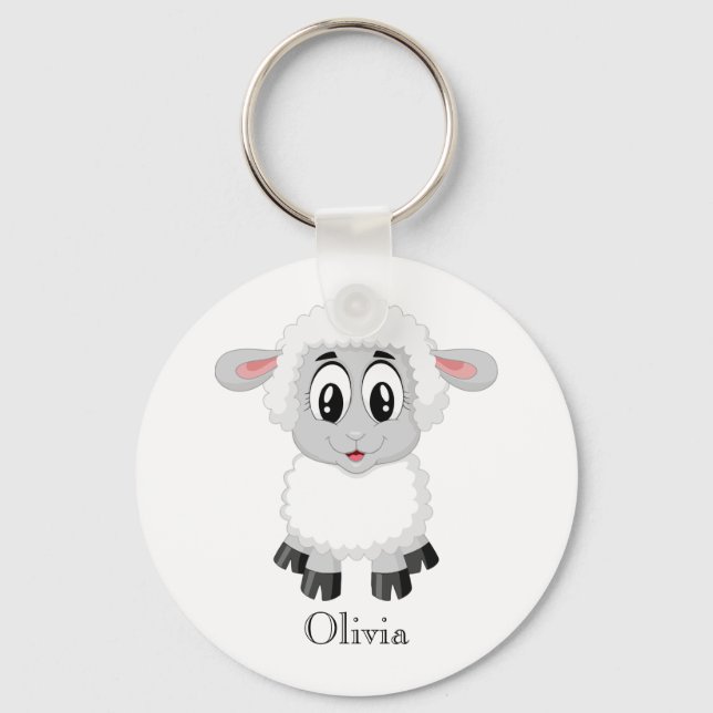 Cute Personalized Baby Lamb Keychain (Front)