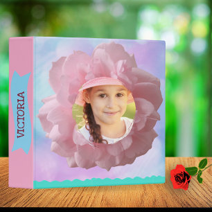 Cute Personalized Back-to-School Pink Photo Name Binder