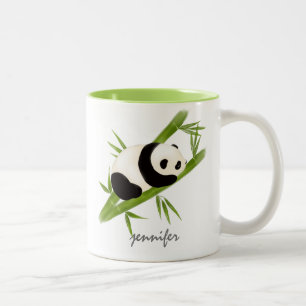 Cute Personalized Bamboo Tree Panda Bear Mug
