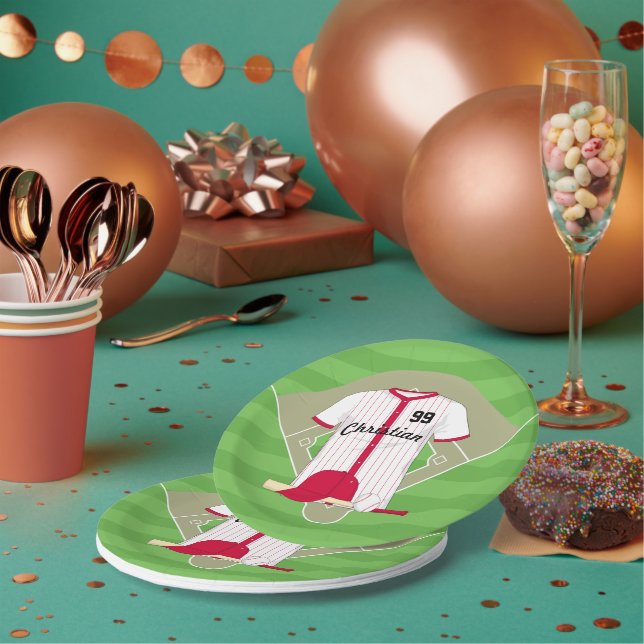 Cute Personalized Baseball Paper Plate (Multi)