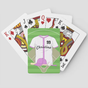 Cute Personalized Baseball pink Playing Cards