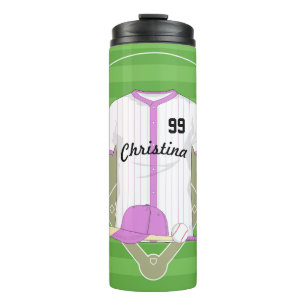 Cute Personalized Baseball pink Thermal Tumbler