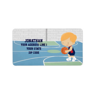 Cute Personalized Basketball Player blonde navy Label