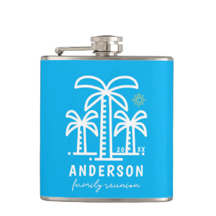 Cute Personalized Beach Family Reunion Hip Flask