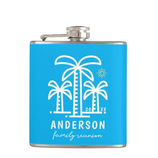 Cute Personalized Beach Family Reunion Hip Flask (Front)