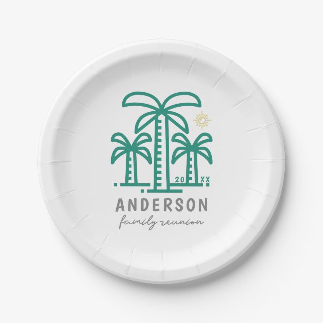 Cute Personalized Beach Family Reunion Paper Plate (Front)