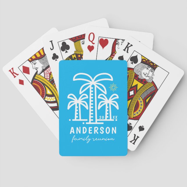 Cute Personalized Beach Family Reunion Playing Cards (Back)