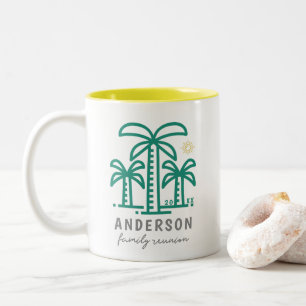 Cute Personalized Beach Family Reunion Two-Tone Coffee Mug