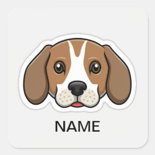 Cute personalized beagle dog  square sticker
