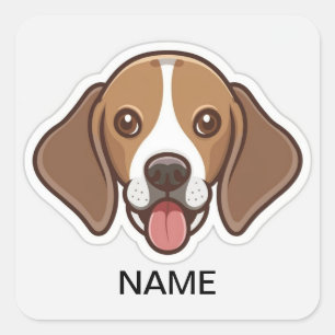 Cute personalized beagle dog  square sticker