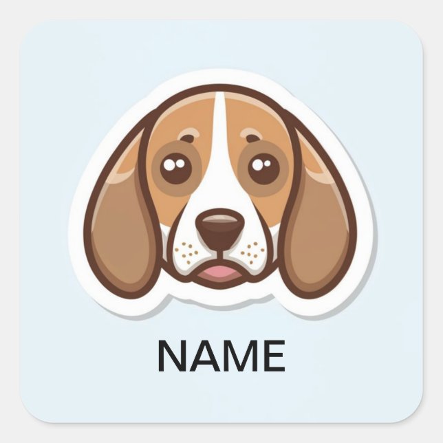 Cute personalized beagle dog square sticker (Front)