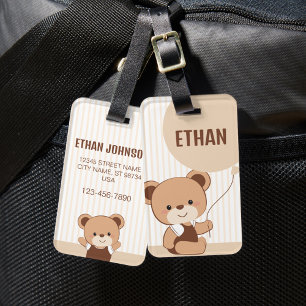 Cute Personalized Bear Luggage Tag