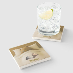 Cute Personalized Bear Stone Coaster